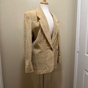 Vintage 1970’s 100% Cotton Classic Shell Tan Corduroy Blazer